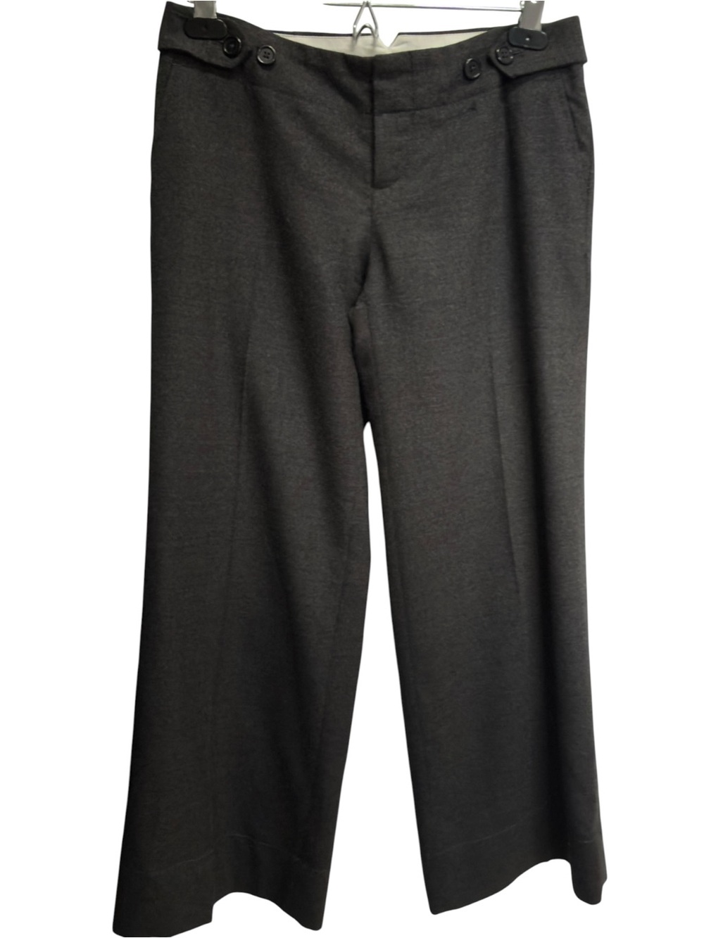 Gap Wool Charcoal Grey Wide Leg Button Waist Tailored Dress Pants Trousers. 4.